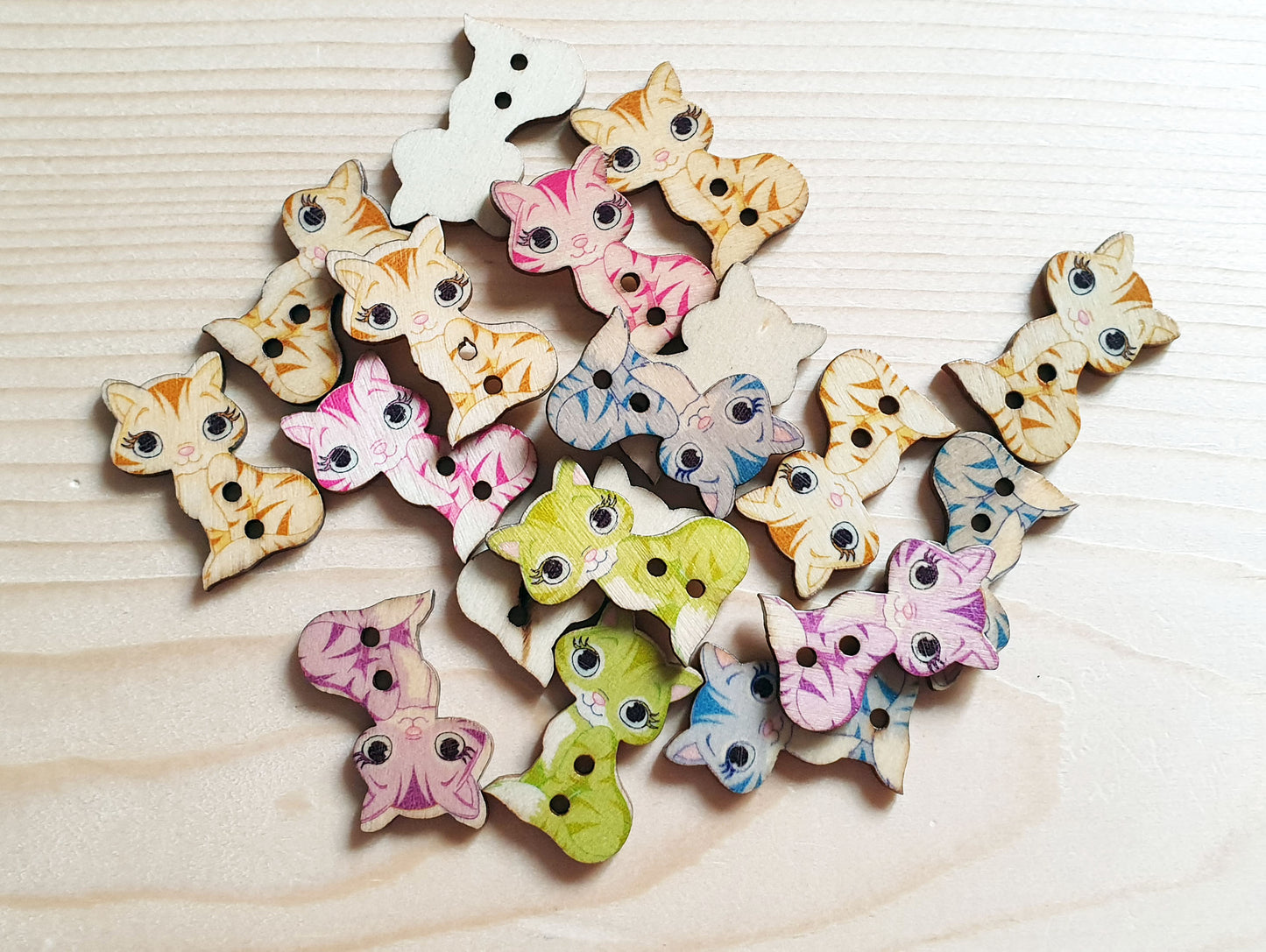 PASTEL CAT / 20*28mm / Wooden Buttons / Sewing Buttons