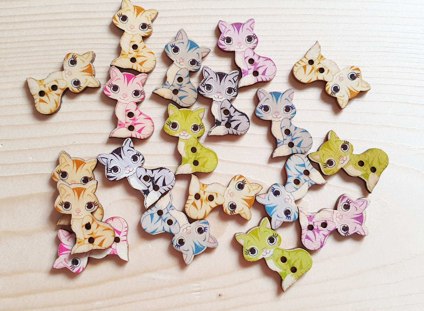 PASTEL CAT / 20*28mm / Wooden Buttons / Sewing Buttons