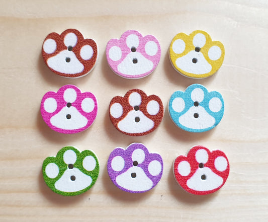 MINI PAW / 14*16mm / 8 buttons / Wooden Buttons / Sewing Buttons
