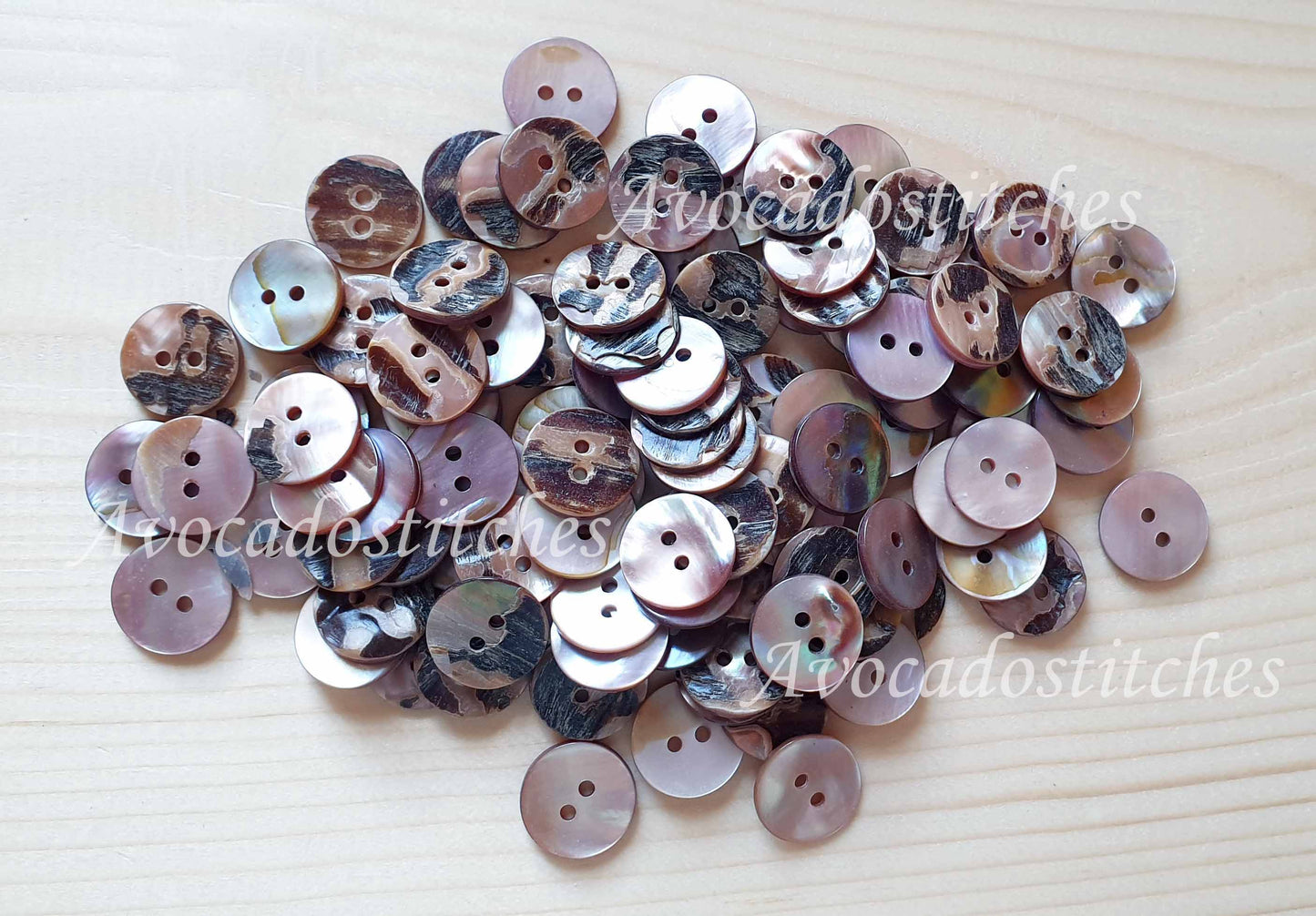 2-HOLE PEARL PINK SEASHELL BUTTONS / 10-25mm / MOP Shell Buttons / Sewing Buttons