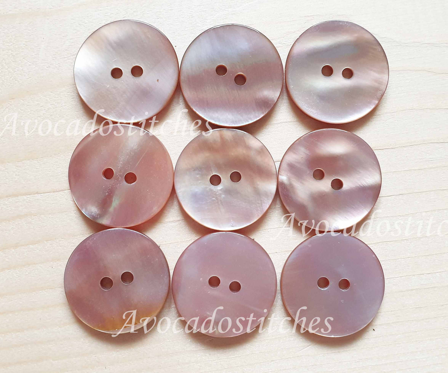 2-HOLE PEARL PINK SEASHELL BUTTONS / 10-25mm / MOP Shell Buttons / Sewing Buttons