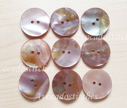 2-HOLE PEARL PINK SEASHELL BUTTONS / 10-25mm / MOP Shell Buttons / Sewing Buttons