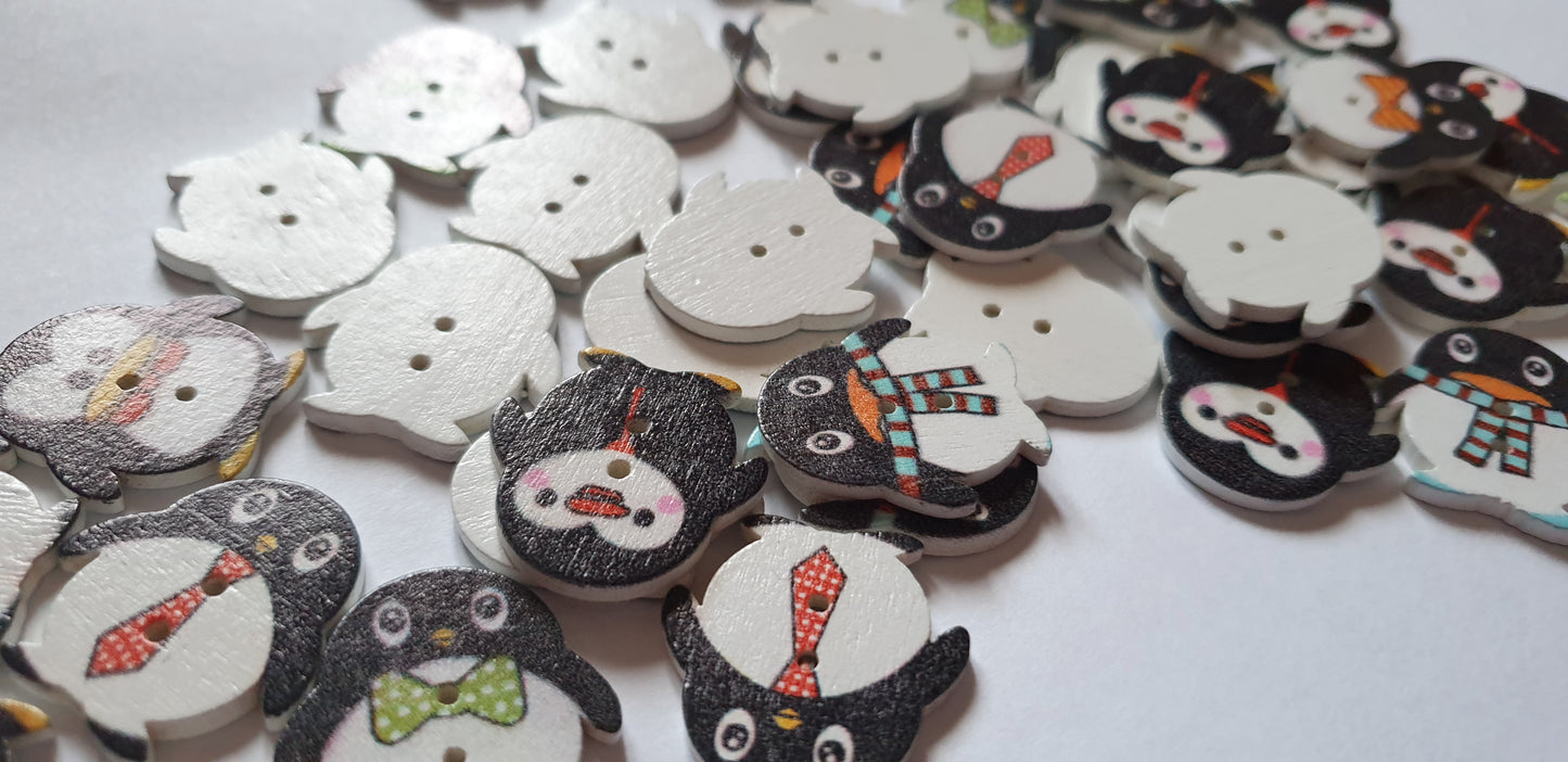 PENGUIN / 24*23mm / Wooden Buttons / Sewing Buttons