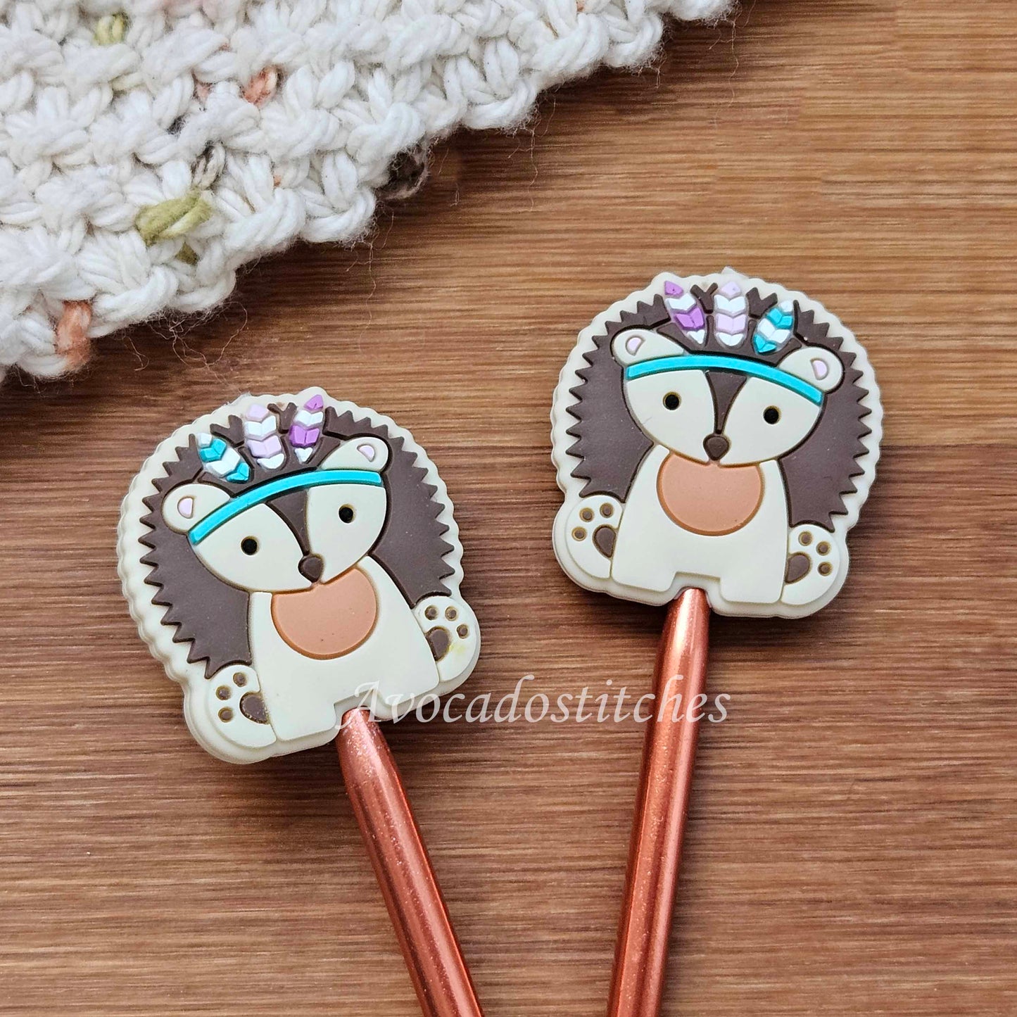PORCUPINE STITCH STOPPERS / 2 pieces / Knitting Needle Stoppers / Point Protection / Notions