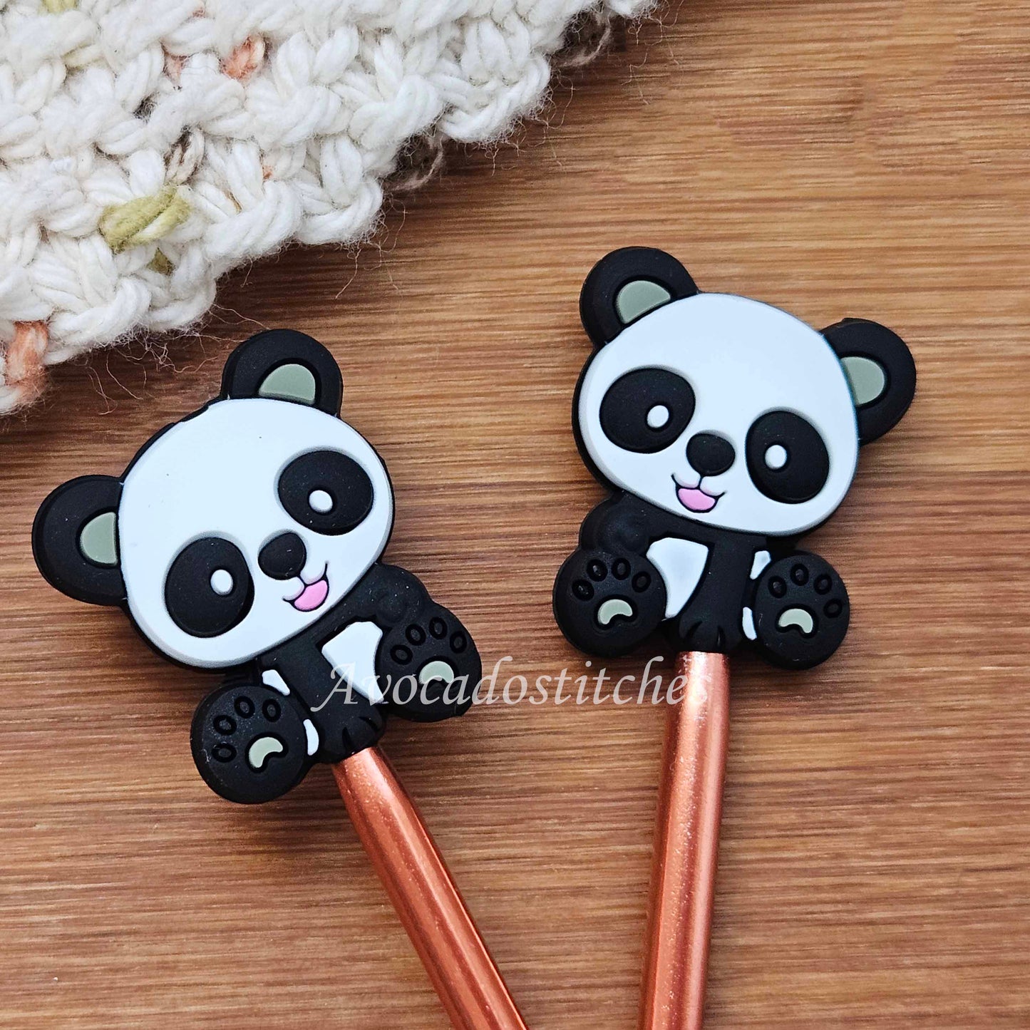 PANDA STITCH STOPPERS / 2 pieces / Knitting Needle Stoppers / Point Protection / Notions