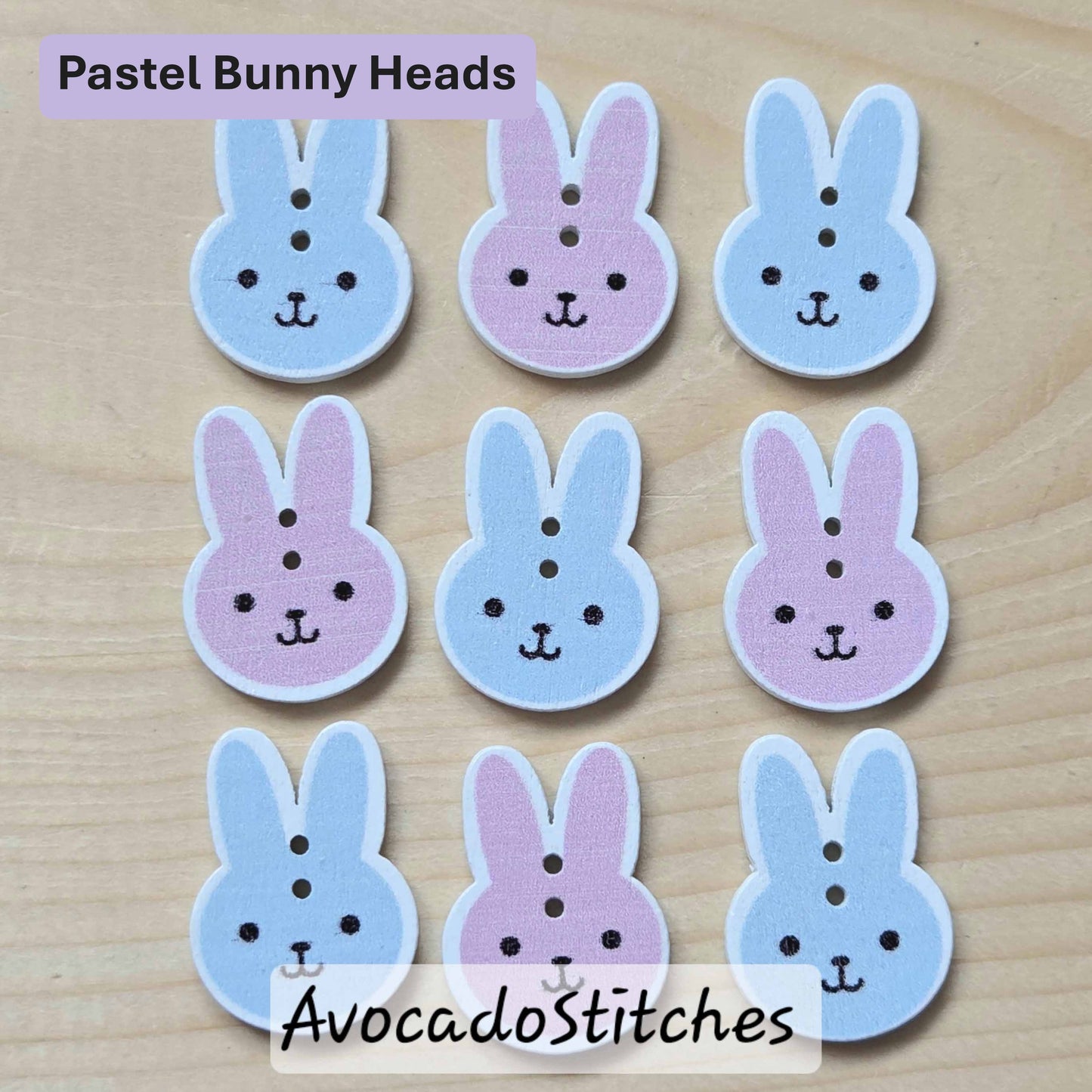BUNNIES / 8 buttons / Wooden Buttons / Sewing Buttons