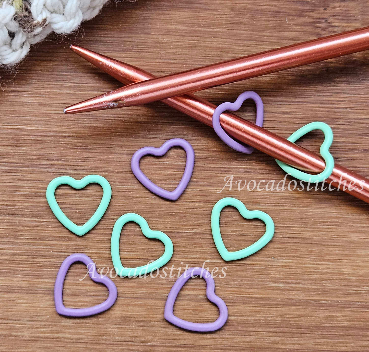 PASTEL HEARTS Stitch Markers / 8 pcs / Metal Alloy Stitch Markers / Knitting Stitch Markers / Notions