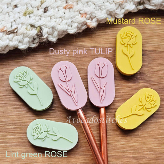 PASTEL FLORALS Stitch Stoppers / 2 pieces / Knitting Needle Huggers / Point Protection / Notions