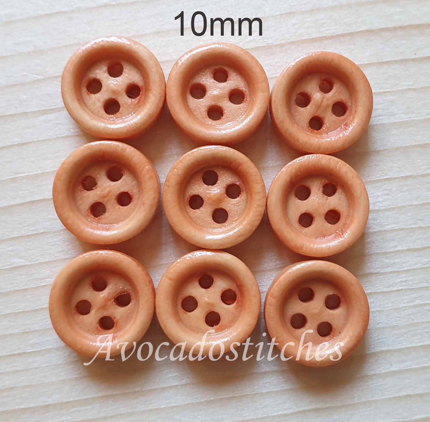4-HOLE PEACH ORANGE BROWN / 10-25mm / Wooden Buttons / Sewing Buttons