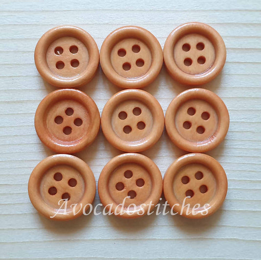 Clearance // 4-HOLE PEACH ORANGE BROWN Wooden Buttons / 10-35mm Natural Wood Sewing Buttons