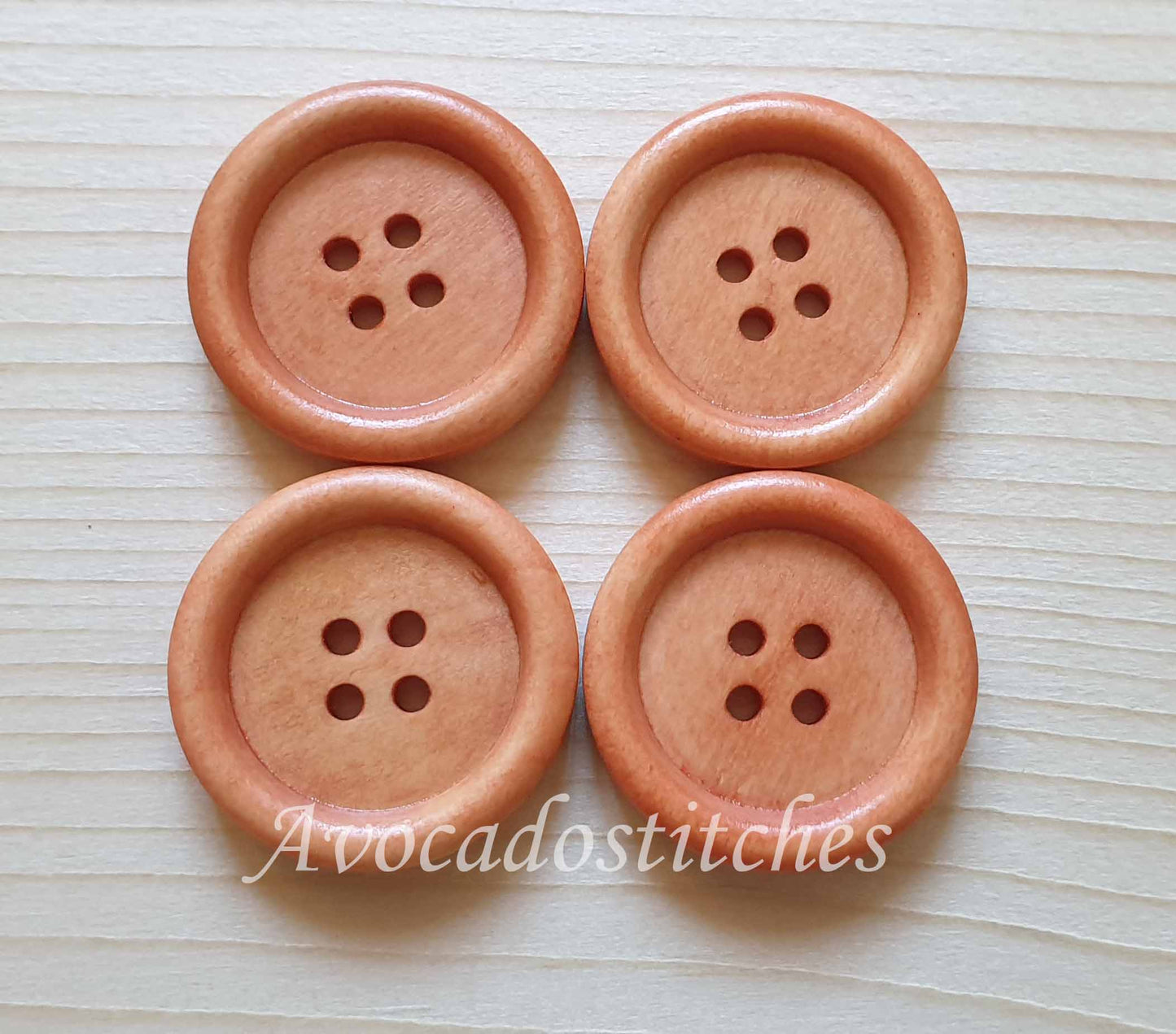 4-HOLE PEACH ORANGE BROWN / 10-25mm / Wooden Buttons / Sewing Buttons