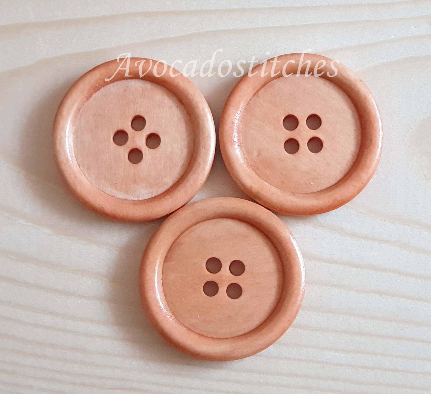 4-HOLE PEACH ORANGE BROWN / 10-25mm / Wooden Buttons / Sewing Buttons