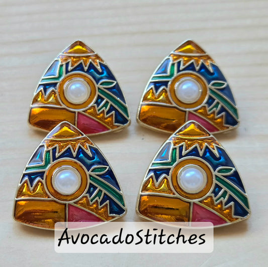 PEARL of the SUN / 20mm - 2 buttons / Metal Enamel Shank Buttons / Sewing Buttons