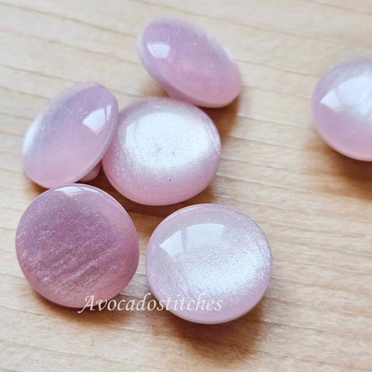 MINI PEARL PINK / Resin Imitation Pearl Shank Buttons / 11mm (Set of 10)