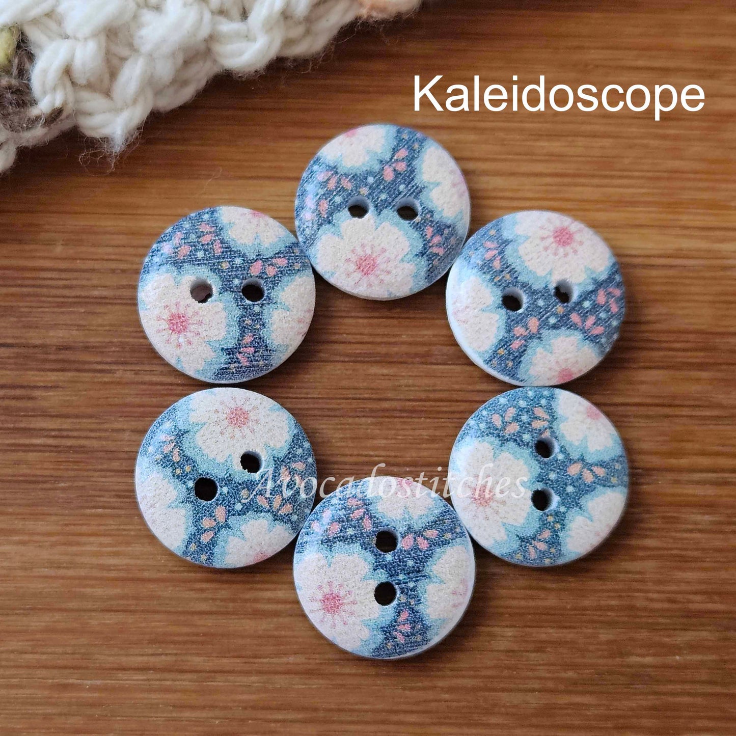 PASTEL FLOWER / 15mm - 6 buttons / Wooden Buttons / Sewing Buttons