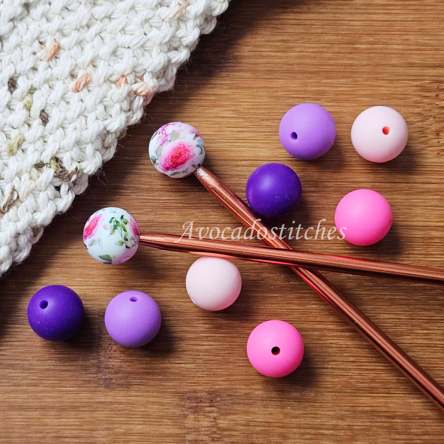 PINK FLORAL Stitch Stoppers (10 pieces) / Knitting Needle Stoppers / Point Protection / Notions