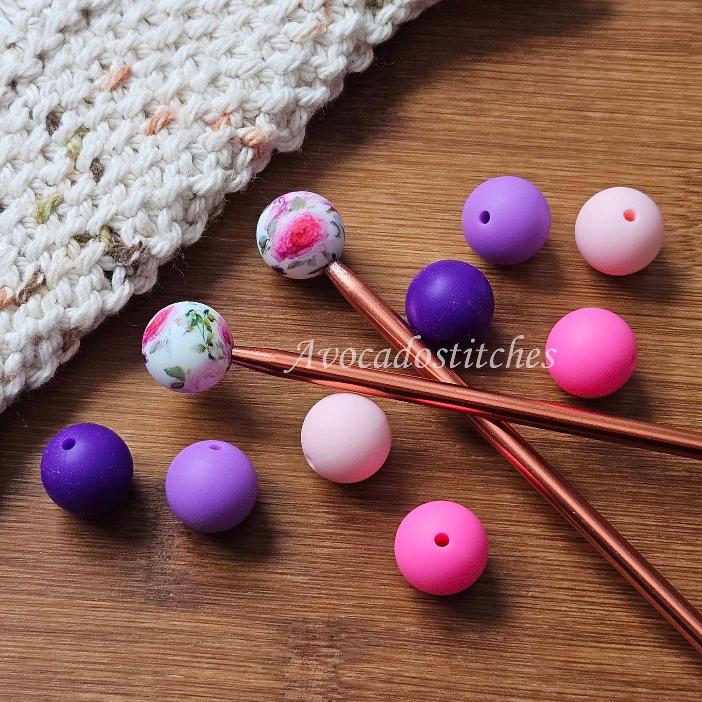 PINK FLORAL Stitch Stoppers (10 pieces) / Knitting Needle Stoppers / Point Protection / Notions