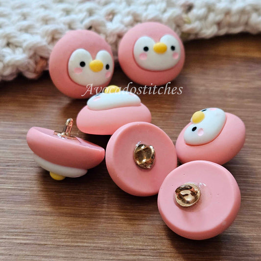 PINK PENGUIN - 20*18mm / 4 buttons / Resin Shank Buttons / Sewing Buttons
