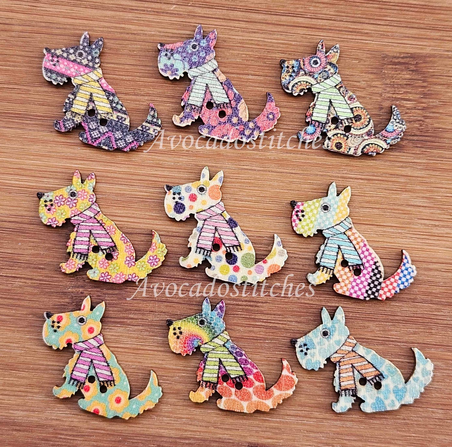 PUPPY ART / 30*25mm / Wooden Buttons / Sewing Buttons