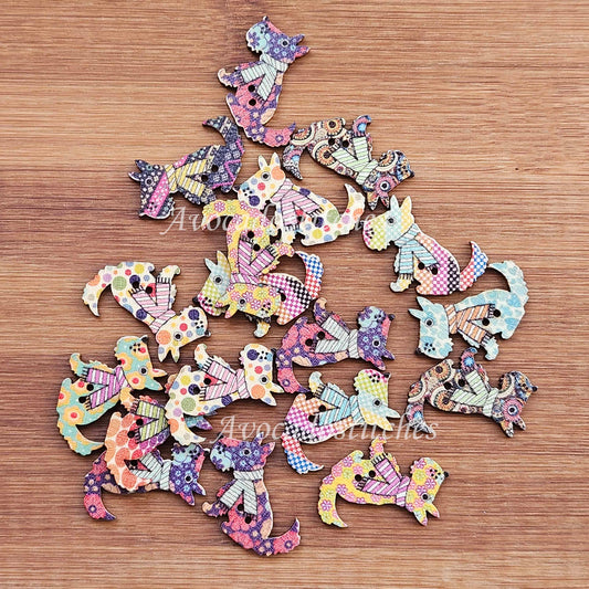 PUPPY ART / 30*25mm / 8 buttons / Wooden Buttons / Sewing Buttons
