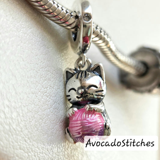 Clearance // PURRFECT TWIST - European Style Charm / Copper Charm / Knitter Crocheter Jewelry