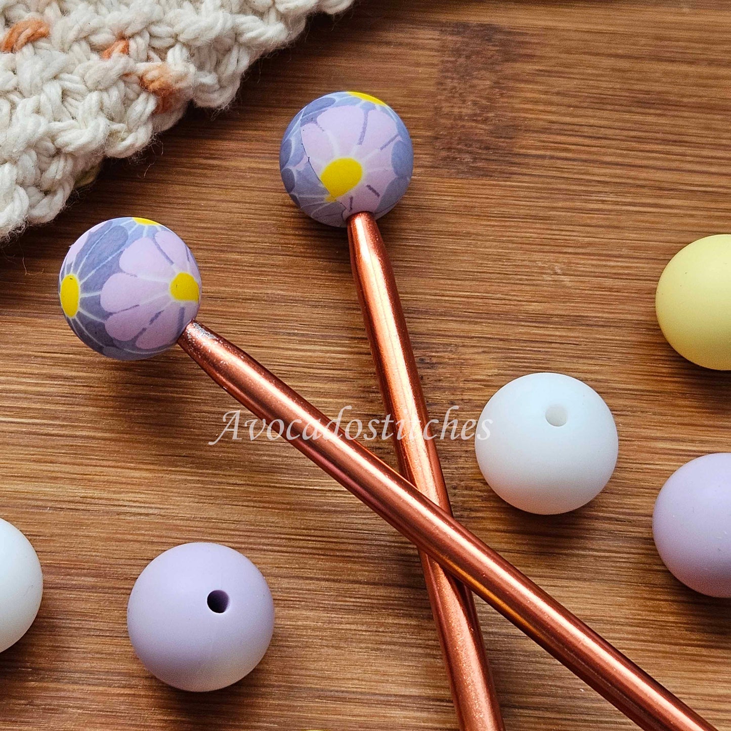 PURPLE DAISY Stitch Stoppers (8 pieces) / Knitting Needle Stoppers / Point Protection / Notions