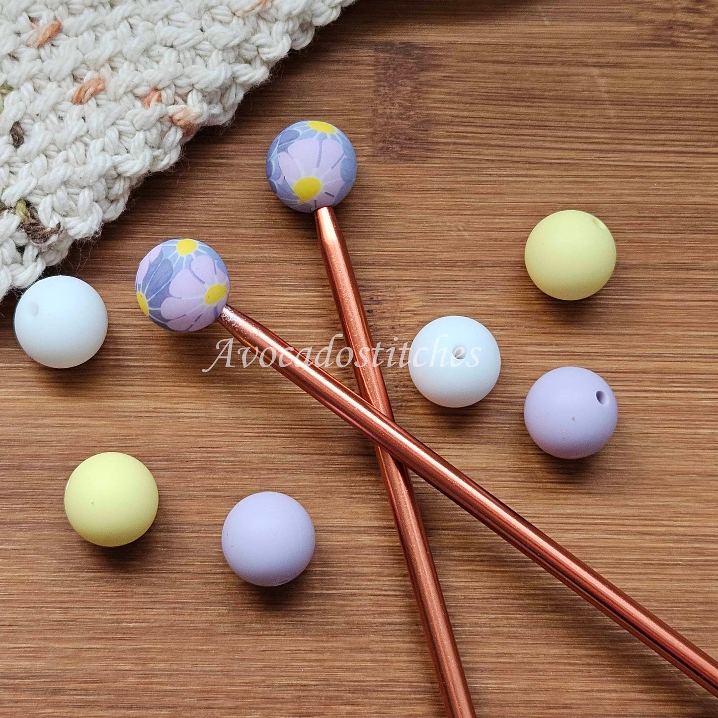 PURPLE DAISY Stitch Stoppers (8 pieces) / Knitting Needle Stoppers / Point Protection / Notions