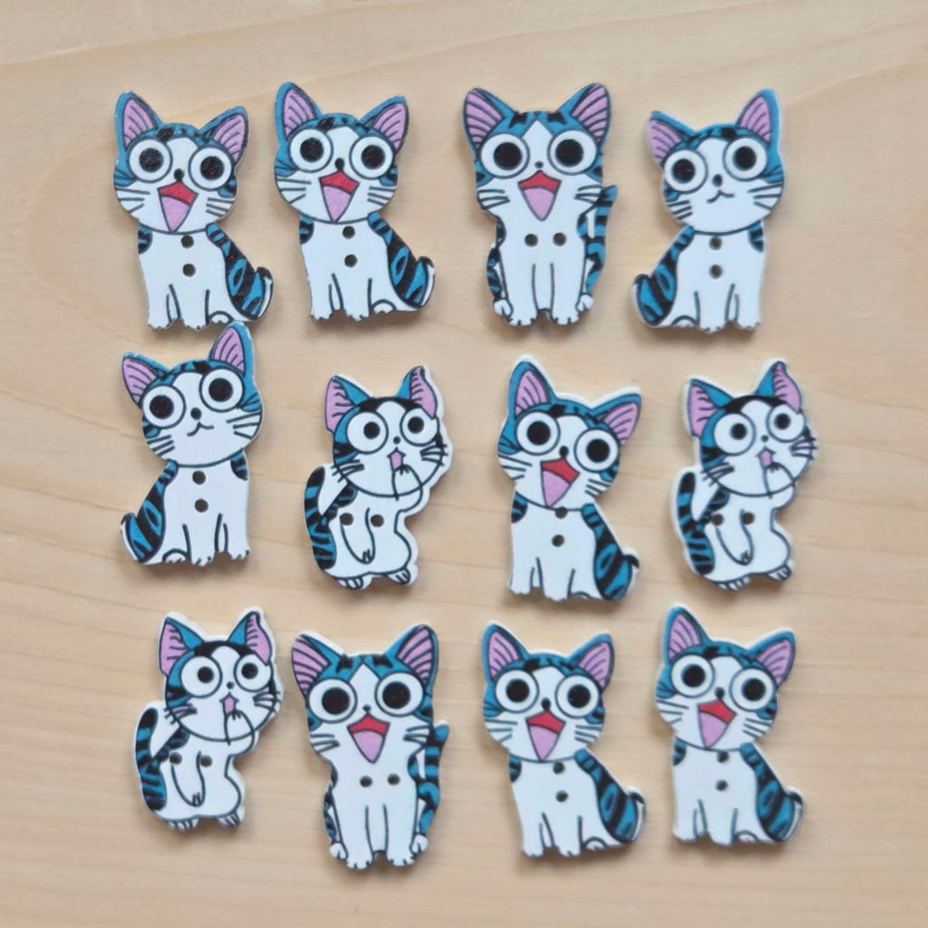 Clearance // Purrfect Cat / Wooden Buttons (Set of 8)