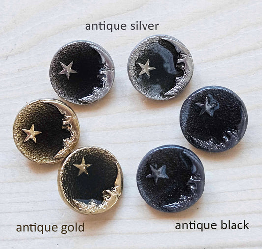 Clearance // QUIET NIGHT SHANK / 18mm - 4 buttons / Metal Alloy Shank Buttons / Sewing Buttons