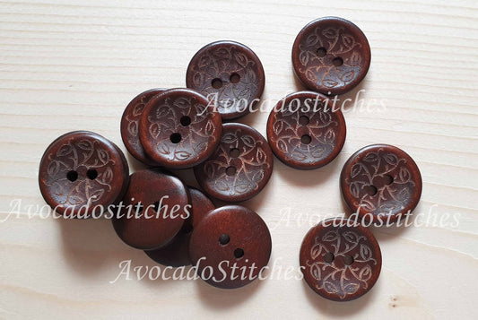 AvoDesigns RING OF VINES / 20mm - 6 buttons / Wooden Buttons / Sewing Buttons