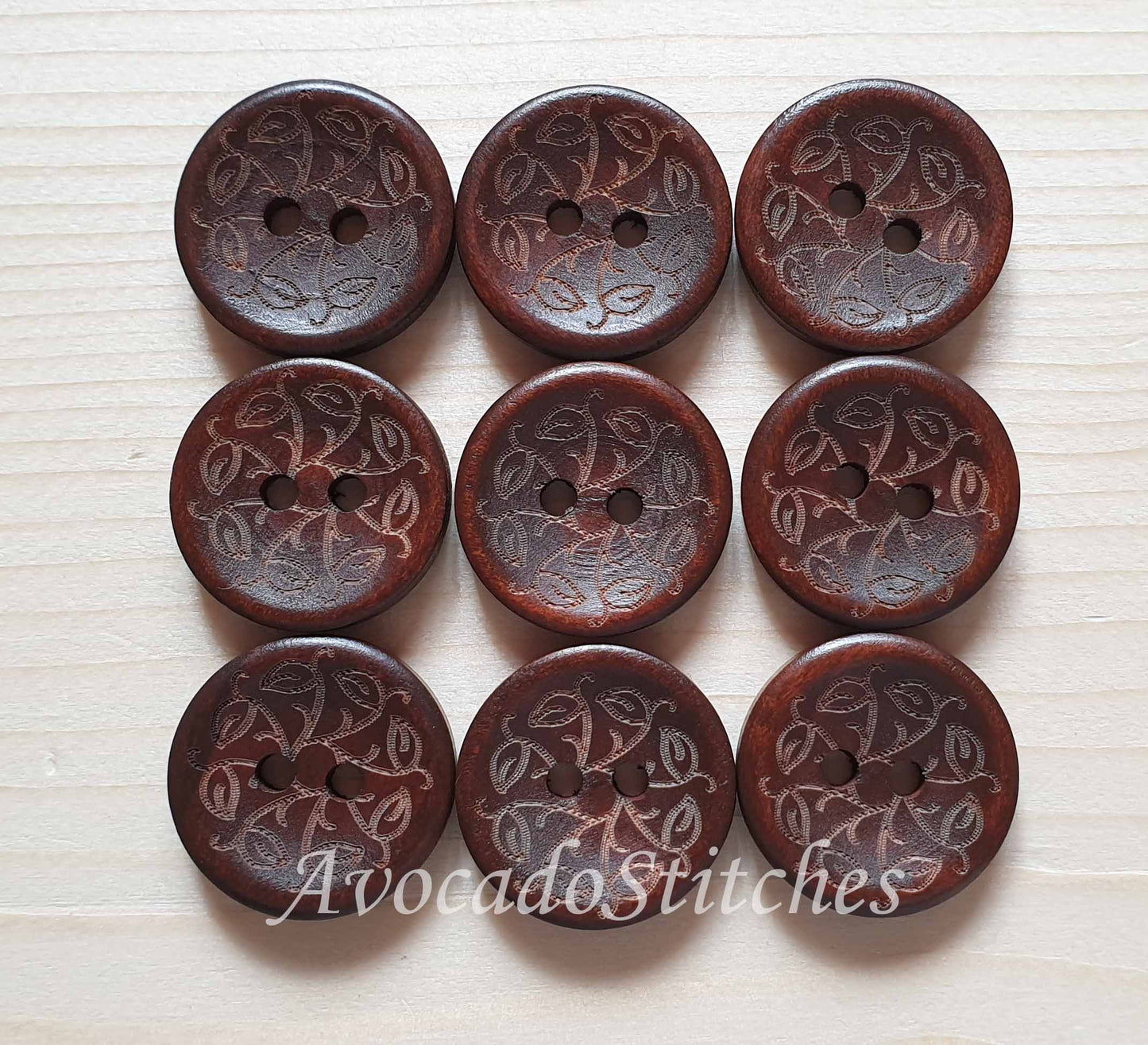 AvoDesigns RING OF VINES / 20mm - 6 buttons / Wooden Buttons / Sewing Buttons