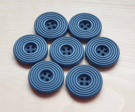 RIPPLE GREYISH BLUE / 25mm - 6 buttons / Wooden Buttons / Sewing Buttons