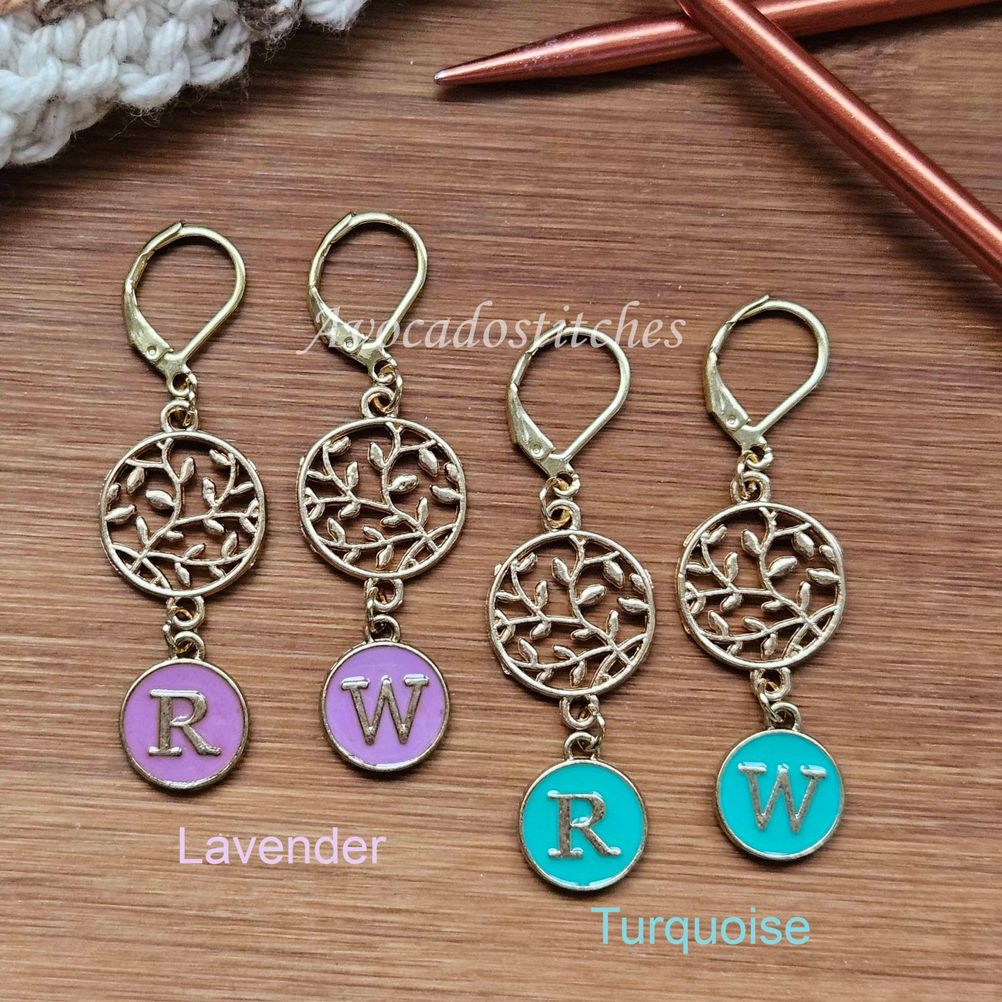BOHO TREE Right Side or Wrong Side Stitch Markers / 2 pcs / Knitting Crochet Markers / Notions