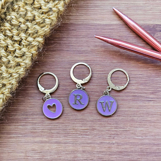 RIGHT & WRONG SIDE Purple Stitch Markers / 3 pcs / Knitting Crochet Markers / Notions