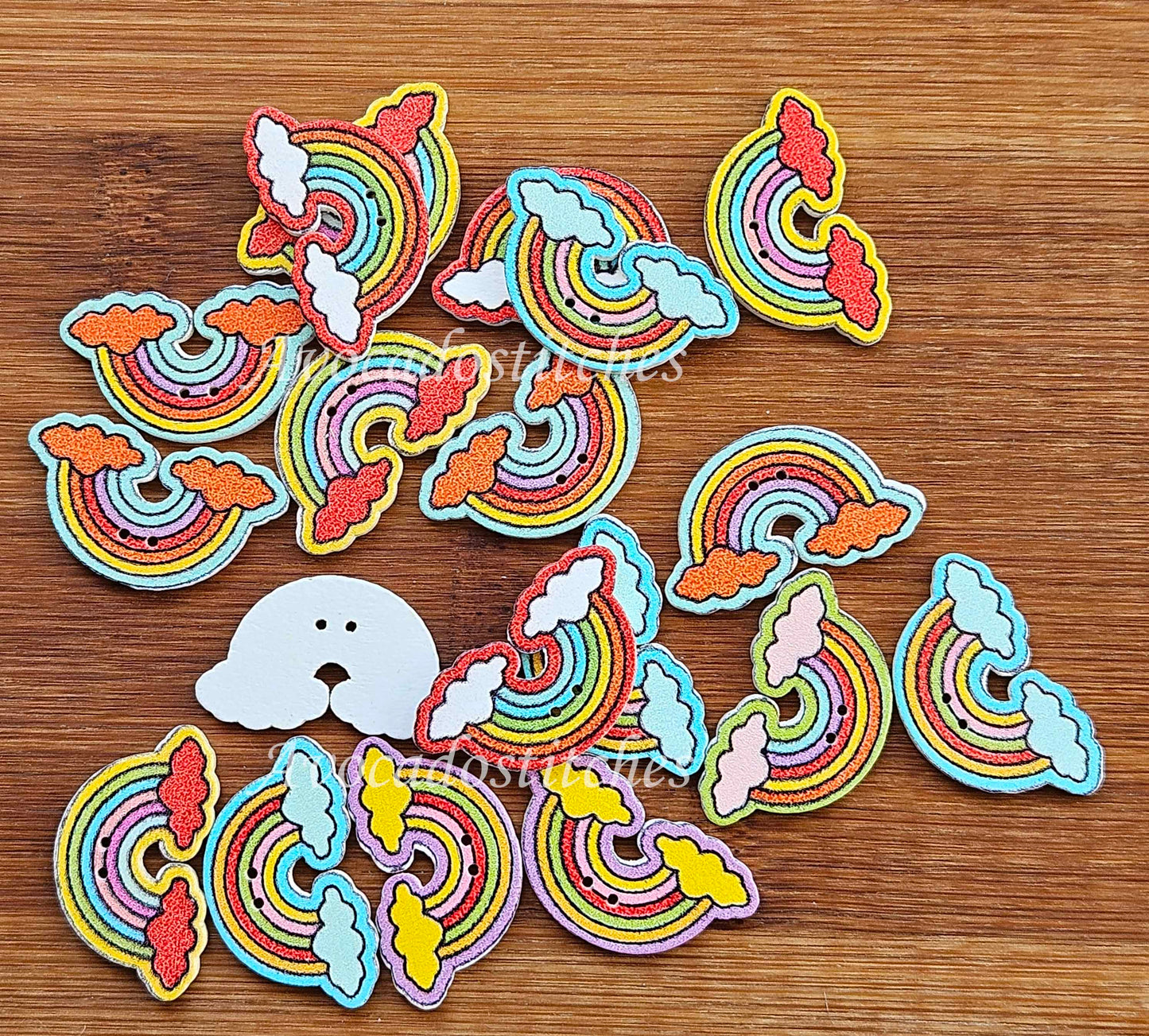 RAINBOW / 31*17mm / Wooden Buttons / Sewing Buttons