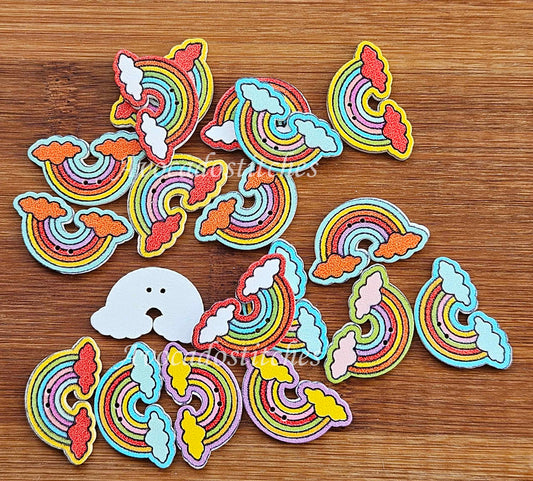 RAINBOW / 31*17mm / 8 buttons / Wooden Buttons / Sewing Buttons