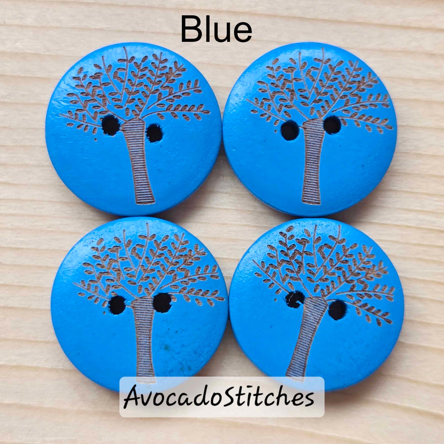 RAINBOW OAK TREE / 20mm - 6 buttons / Wooden Buttons / Sewing Buttons