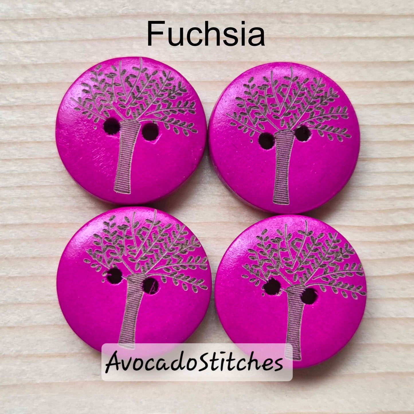 RAINBOW OAK TREE / 20mm - 6 buttons / Wooden Buttons / Sewing Buttons