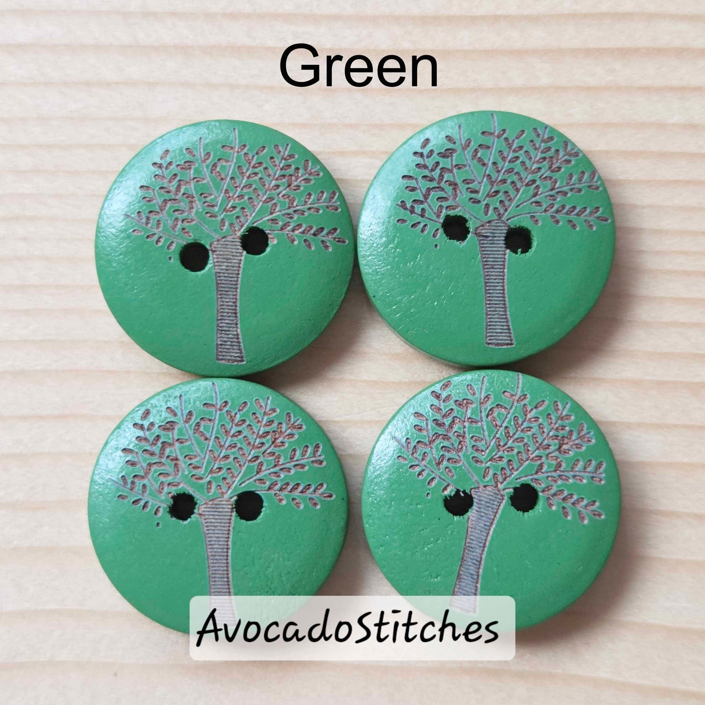 RAINBOW OAK TREE / 20mm - 6 buttons / Wooden Buttons / Sewing Buttons