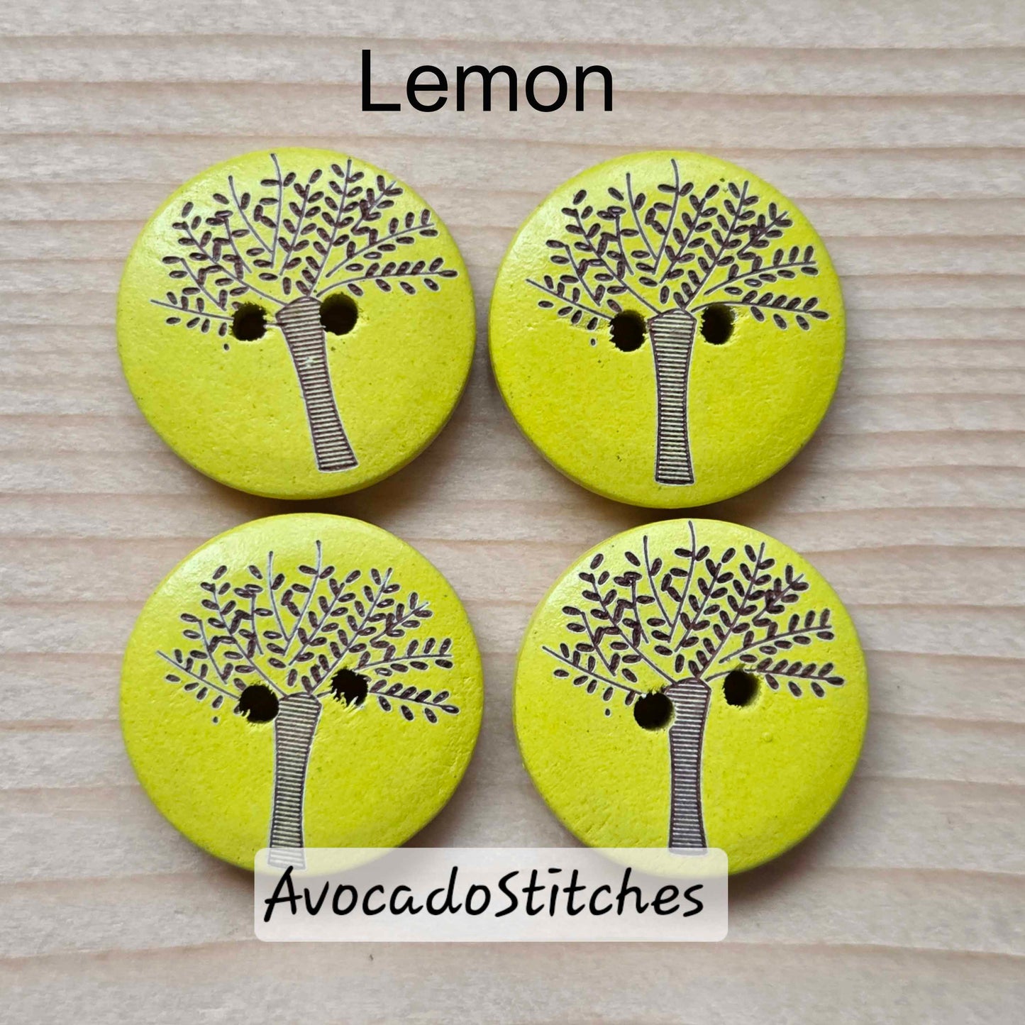RAINBOW OAK TREE / 20mm - 6 buttons / Wooden Buttons / Sewing Buttons