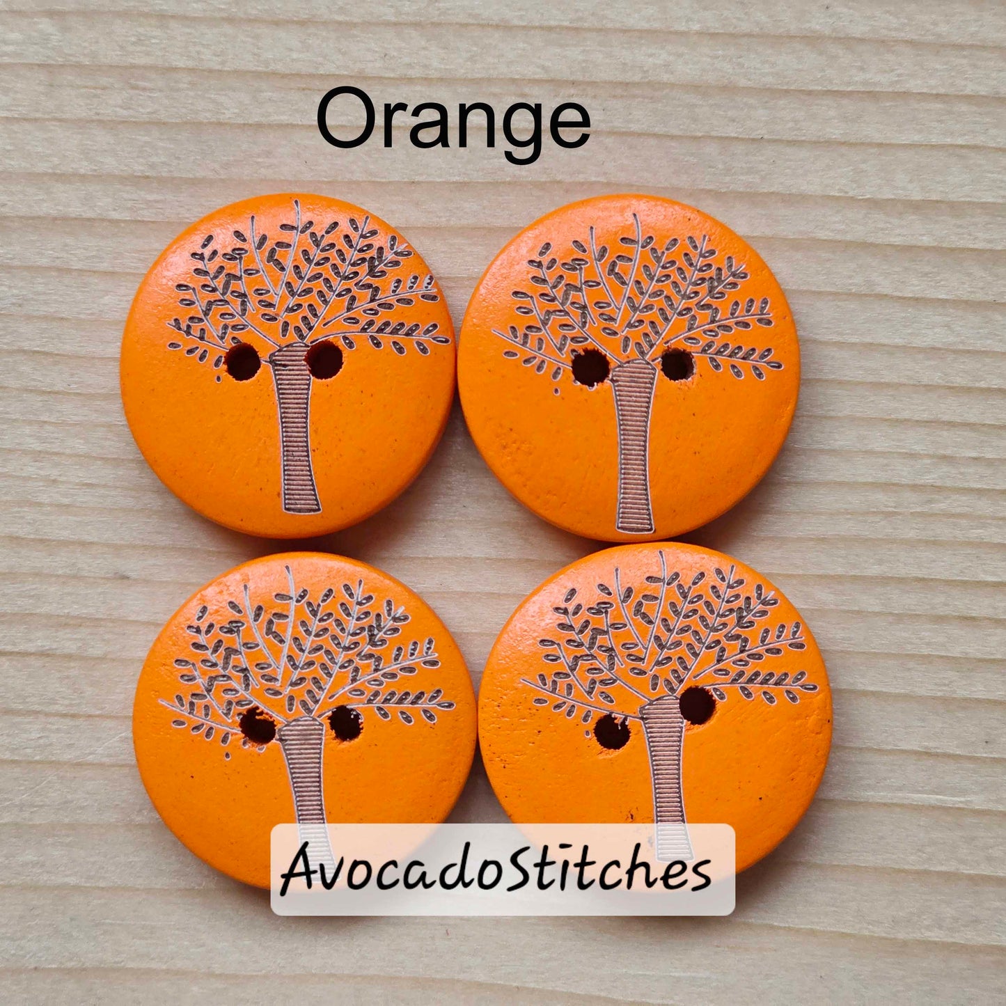 RAINBOW OAK TREE / 20mm - 6 buttons / Wooden Buttons / Sewing Buttons
