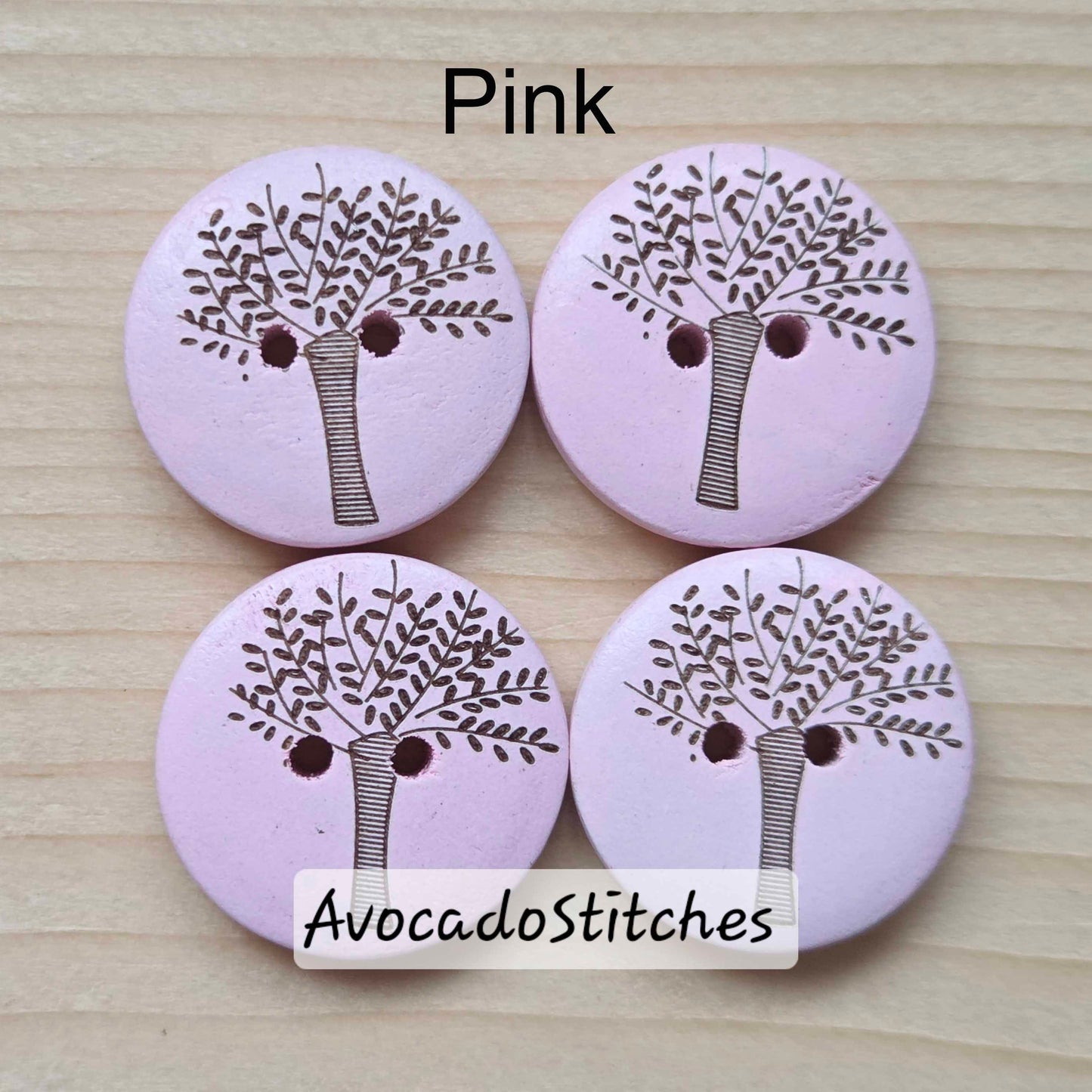 RAINBOW OAK TREE / 20mm - 6 buttons / Wooden Buttons / Sewing Buttons
