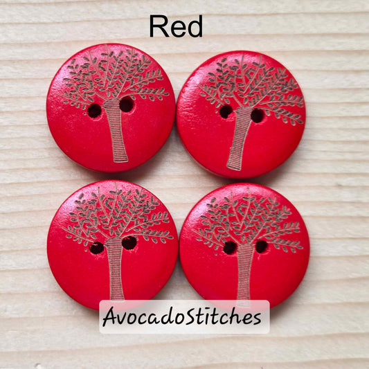 RAINBOW OAK TREE / 20mm - 6 buttons / Wooden Buttons / Sewing Buttons