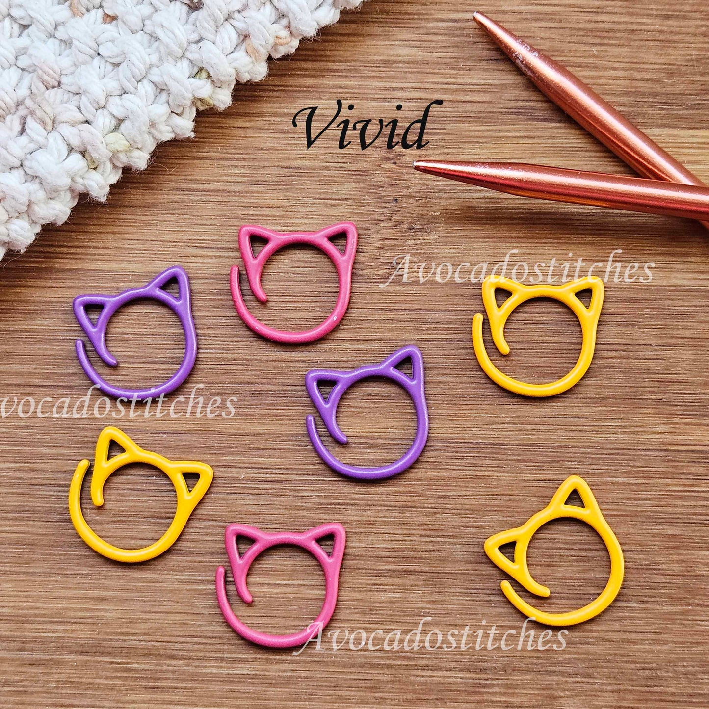 SPIRAL CAT Stitch Markers / 8 pcs / Snag Free Stitch Markers / Knitting Crochet Stitch Markers / Notions