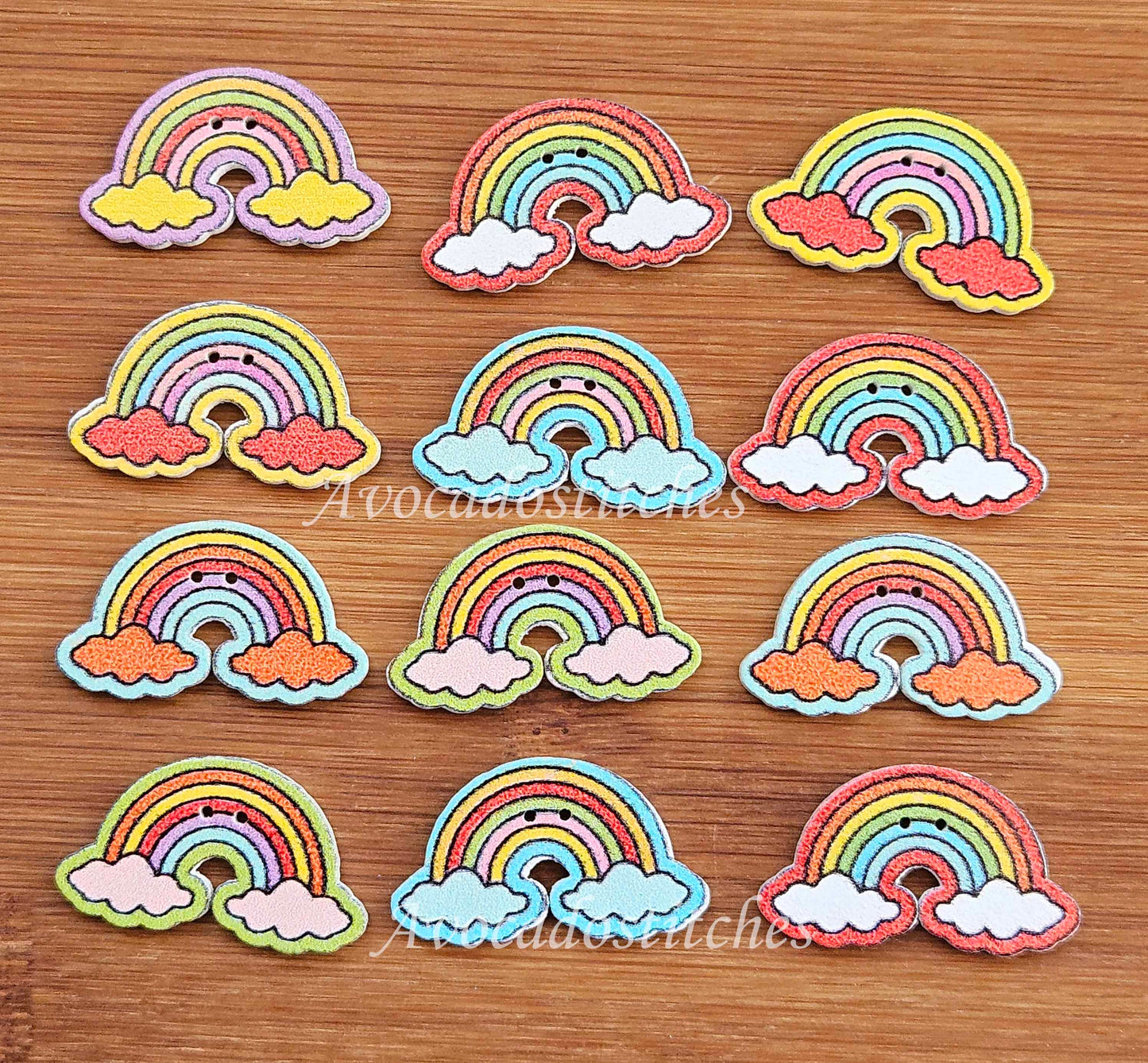 RAINBOW / 31*17mm / Wooden Buttons / Sewing Buttons