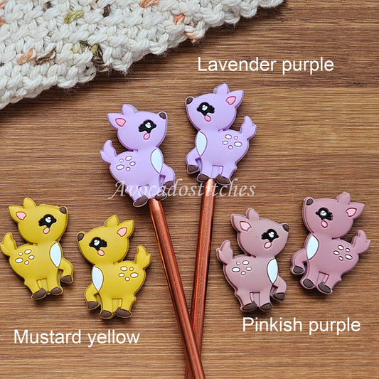REINDEER STITCH STOPPERS / 2 pieces / Knitting Needle Stoppers / Point Protection / Notions