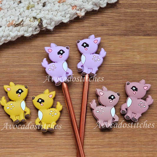 Clearance // REINDEER STITCH STOPPERS / Knitting Needle Toppers / Set of 2 / Notions