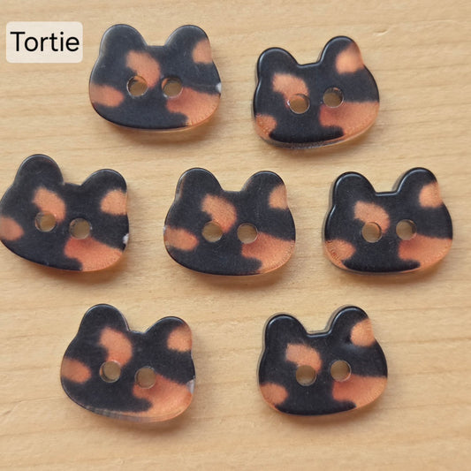 MINI CAT HEADS / Resin Buttons / Set of 8