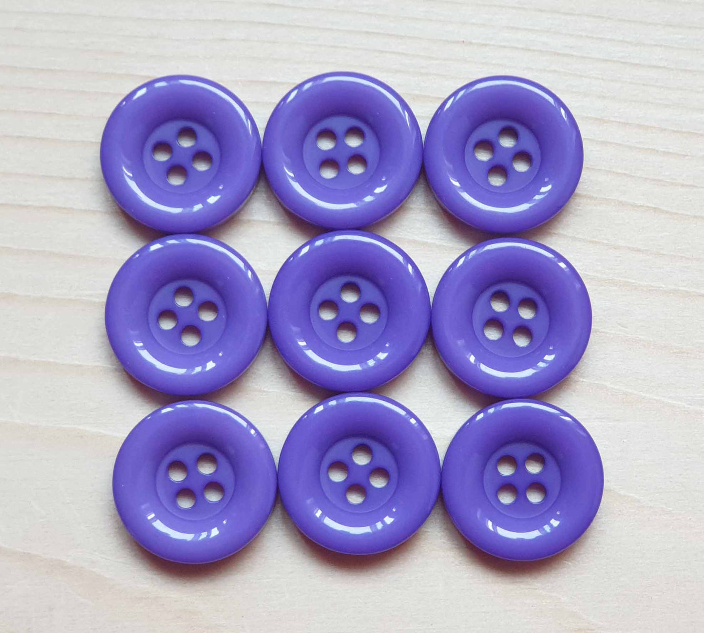 Clearance // THICK EDGE RESIN PURPLE / 4-Hole Resin Buttons / 15mm 18mm (Set of 8)
