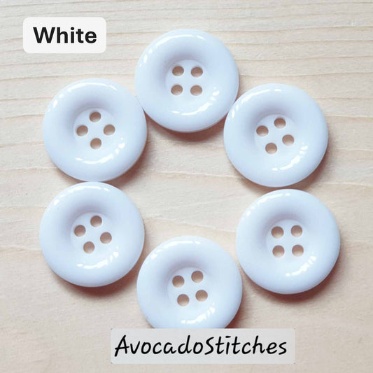 Clearance // THICK EDGE RESIN White / Resin Buttons / 15-18mm (Set of 8)